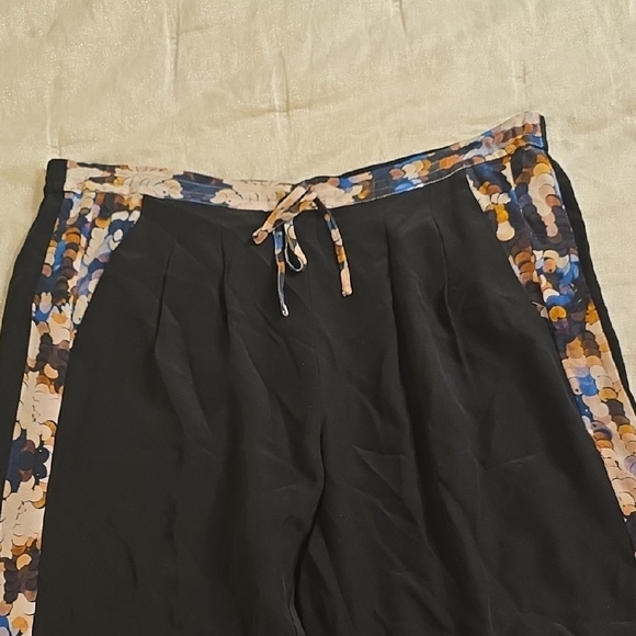 Twelfth Street by Cynthia Vincent Black Silk Pants with Multicolor Side Stripes - Picture 8 of 12